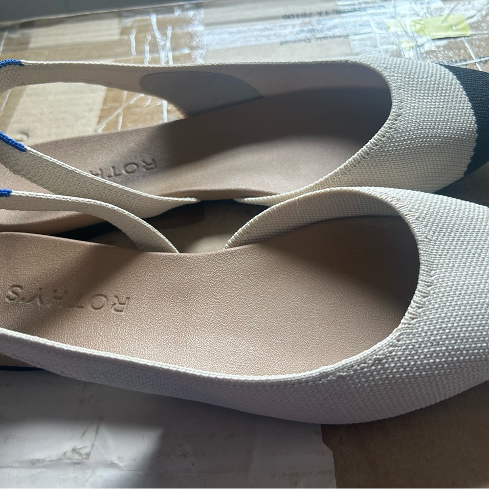 Rothy's Black and Cream Slingback Flats - Picture 3 of 5